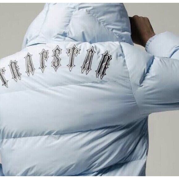 TRAPSTAR IRONGATE DETACHABLE HOODED PUFFER JACKET - ICE BLUE 